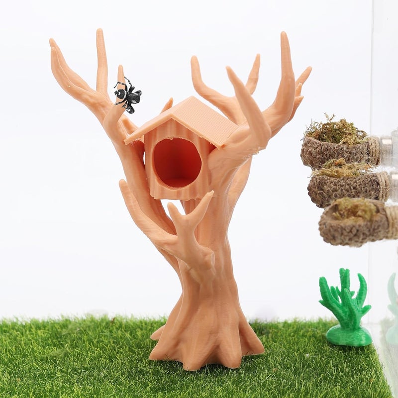 Daerky Jumping Spider Tree, Spider Hiding Cave, Tree-Shaped Climbing Toy & Cave, 3D Printed Decorative Accessory for Jumping Spiders, Wolf Spiders, Mantises & Small Arboreal Animals (Light Brown) - Image 1